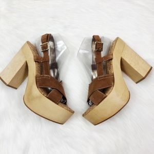 Sam Edelman Mae Wood Block Platform Heels Size 7